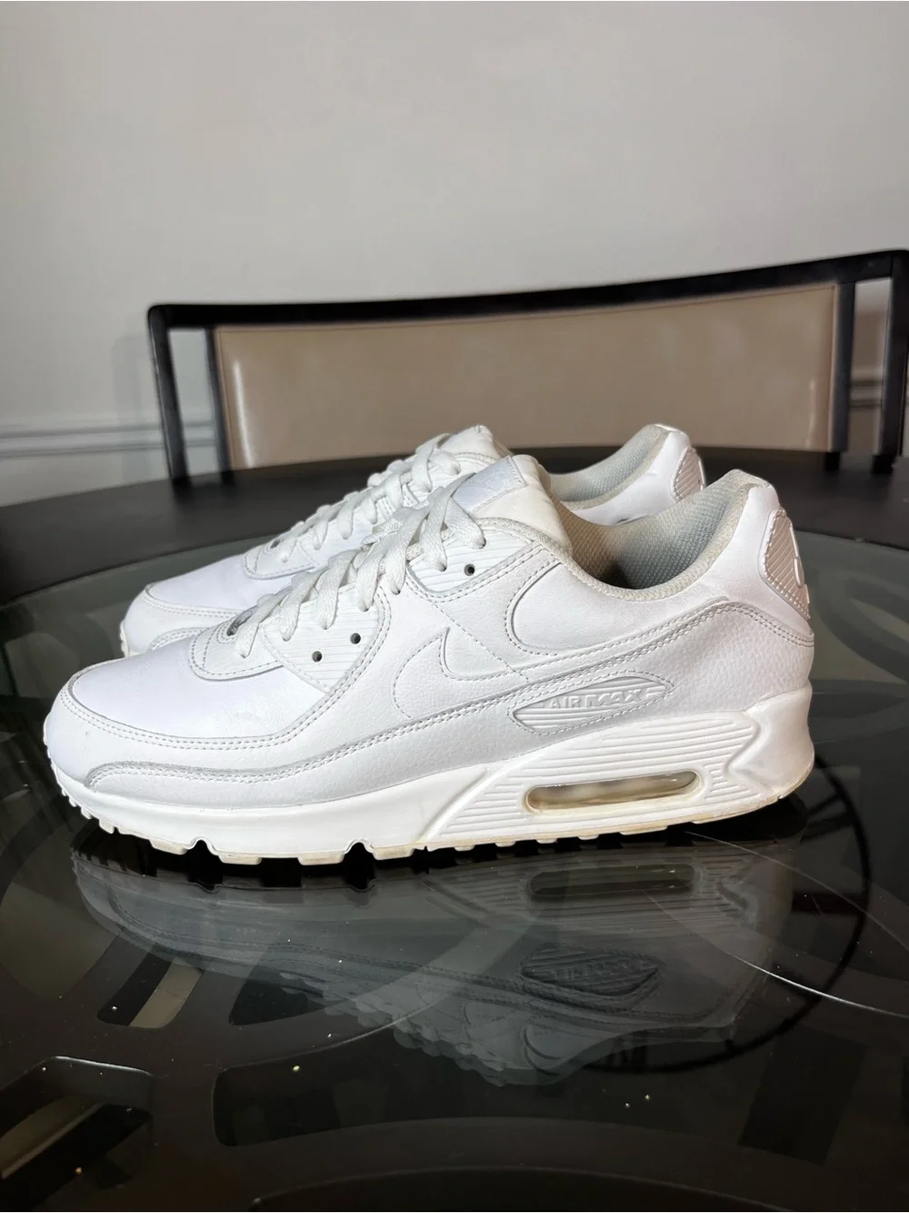 Nike Air Max 90 Leather Triple White OG sz 12
